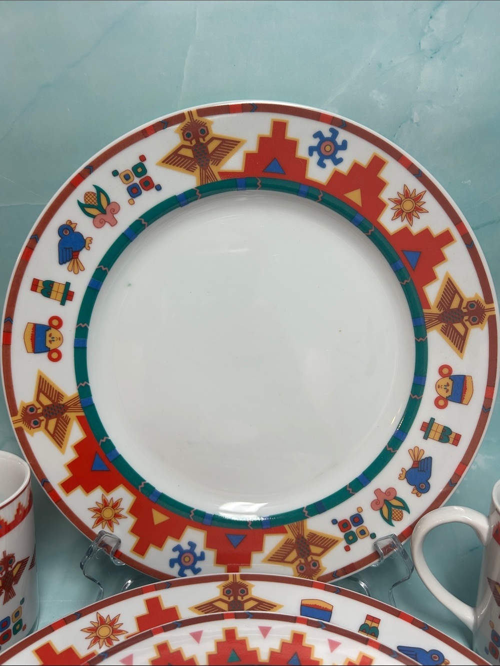Kopin Fine Porcelain Aztek Indonésie Dinnerware set of 8 pcs - Picture 2 of 7